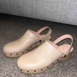 baby pink j. crew leather clogs